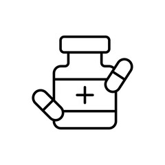 Medicine outline icons, minimalist vector illustration ,simple transparent graphic element .Isolated on white background