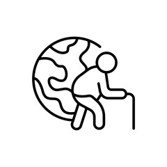 World elderly outline icons, minimalist vector illustration ,simple transparent graphic element .Isolated on white background