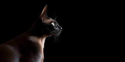 Obraz premium Siamese Cat Profile Against a Dark Backdrop