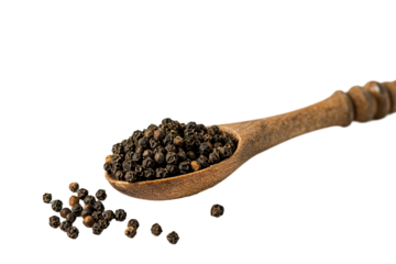 pepper in measuring spoon isolated on transparent background