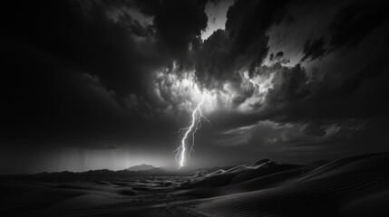 Storms and lightning on the desert.