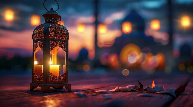 islamic ramadan lantern watercolor animation , for ramadan kareem or eid mubarak. al fitr adha event ceremony background