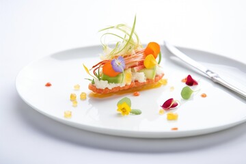 a fancy lobster amusebouche on a small white plate