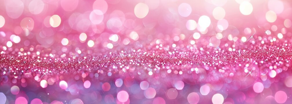 Shiny pink glitter background. Wide background