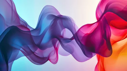 Foto op Canvas Blue, purple, pink, red and orange flowing abstract background. Concept of soft and relaxing visuals, calming rhythms. © Florab Photo