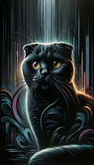 Black Cat Graffiti, Street art style. Wall art, Poster for home decor - obrazy, fototapety, plakaty