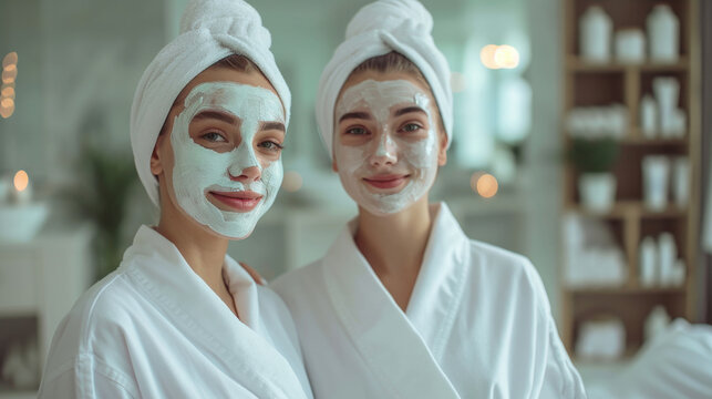 Young women made face masks in a beauty salon. - Powered by Adobe