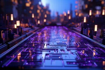 Progressive City Mallscape, on an isolated Matrix Purple background, Generative AI