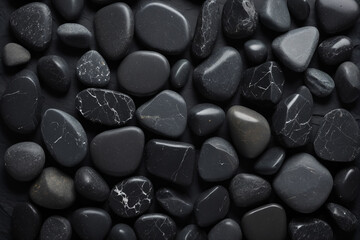 Black stone background, top view