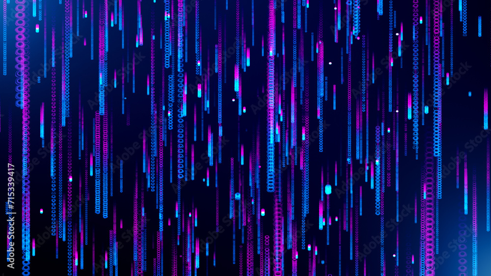 Poster abstract futuristic blue purple shiny digital circle hud particle matrix falling with light flare ba