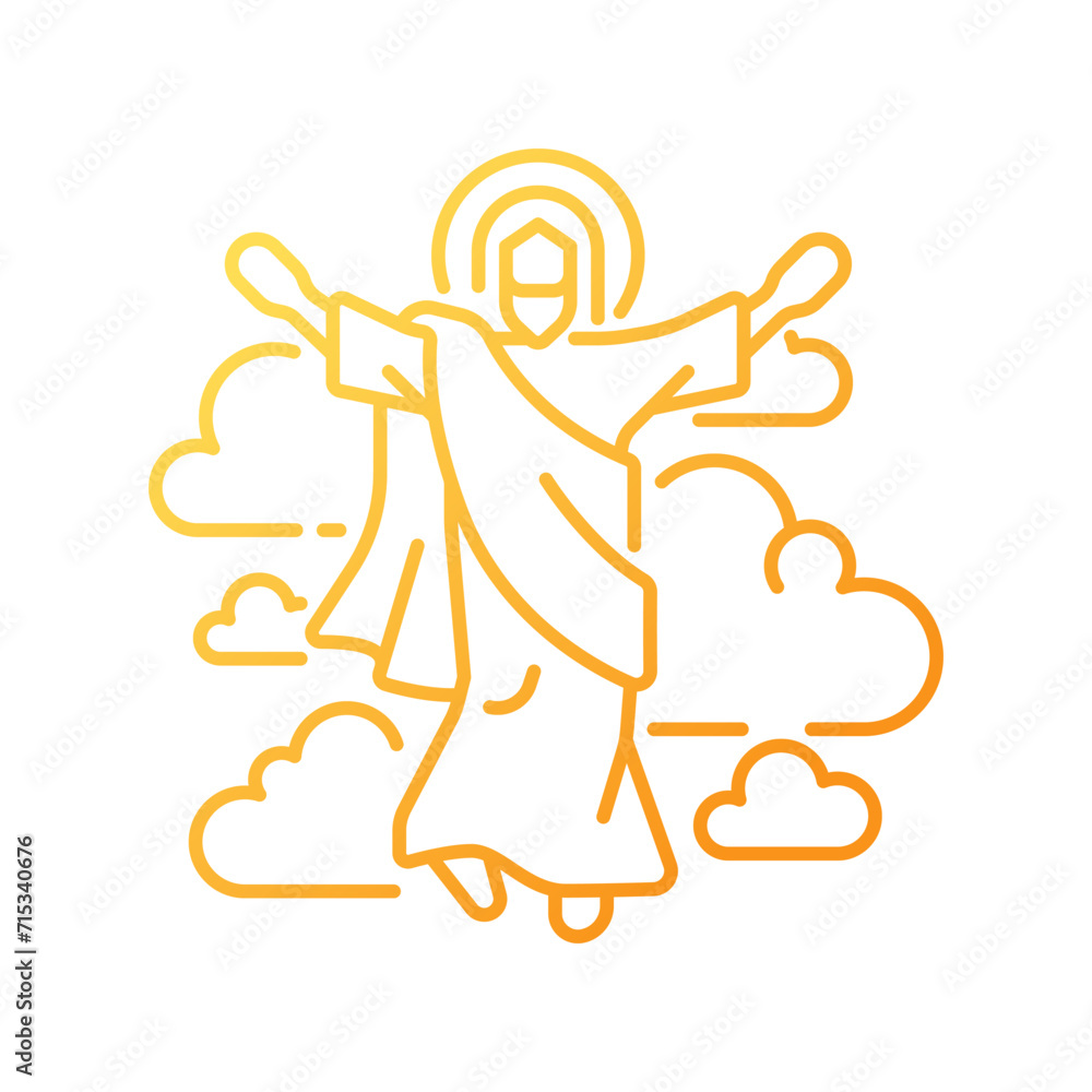 Wall mural ascension of jesus gradient linear vector icon. jesus ascended to heaven. christian scripture. new t