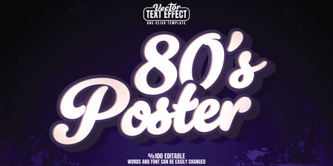 80s poster editable text effect, customizable vintage and retro 3D font style