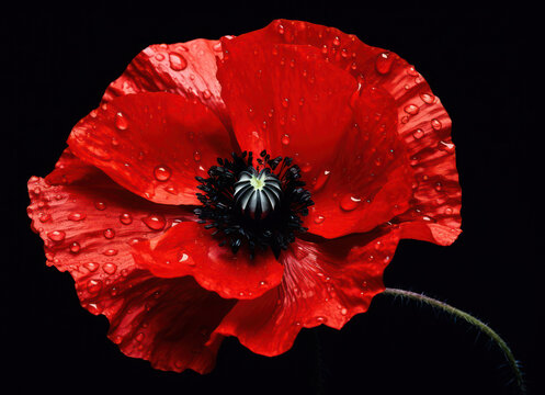 Vibrant Blooming Poppy: A Delicate Red Flower Amidst a Colorful Summer Meadow