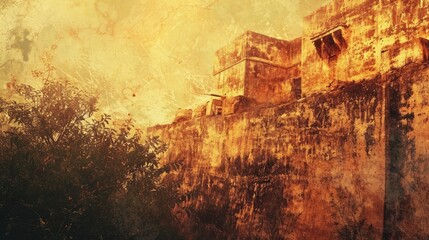 Immerse yourself in an earthy background that exudes a sense of history and settlement, creating an archaeological atmosphere, Ai Generated.