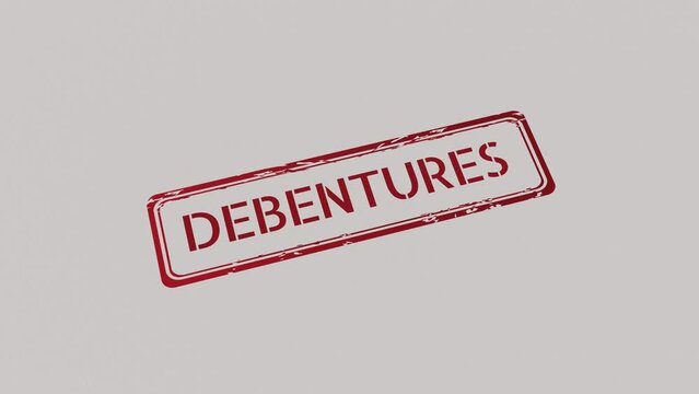 DEBENTURES Stamp pressing on a paper