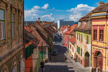 Street view of Sibiu, Transylvania, Romania
