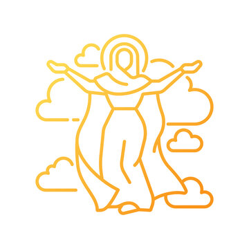 golden figure clouds, arms outstretched clip art preview