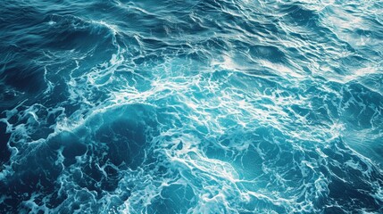 Dive into the tranquil beauty of a blue ocean water texture background. Turquoise foamy waves. Ai Generated.