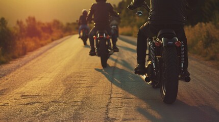 Embark on a journey with riders and bikers touring on two wheels. Adventure awaits. Ai Generated.