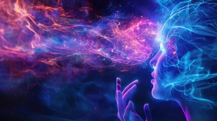 Obraz premium Explore telepathic communication, the mind's extraordinary power harnessed through controlled thoughts, Ai Generated.