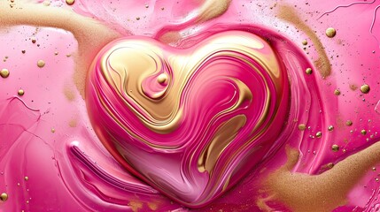 An attractive pink heart with a gold accent exudes warmth, creating an abstract background for like, love, and thank you concepts, Ai Generated.