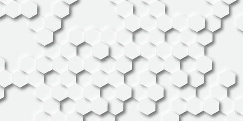  Abstract white hexagon shape geometric line background. abstract seamless modern white and gray color technology concept geometric hexagon vector background neomorphism style poster, banner design.