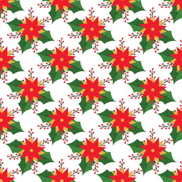 Free vector Christmas flowers pattern design.