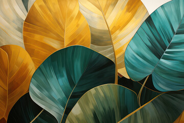 Abstract Nature: Bright Leaves in Tropical Foliage - Green Patterns on a Summer Exotic Wallpaper