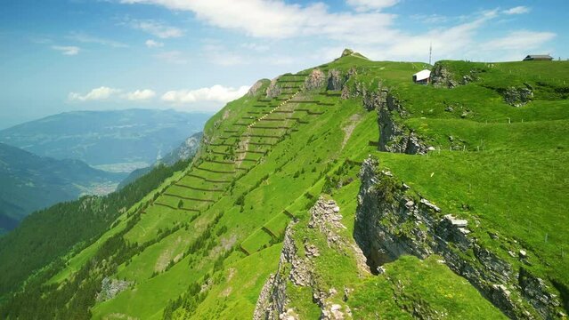 Swiss alps Jungfrau region, Mannlichen trail to Kleine Scheidegg, Bernese Oberland. Swiss Alps in summer. tourism destination in Switzerland.