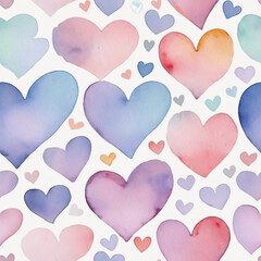Cute Simple Watercolor Pastel Boho, A Pattern Of Colorful Hearts - Background for textile, fabric, wrapping paper