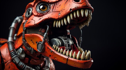 A dinosaur robot with a roaring sound effect fiction
