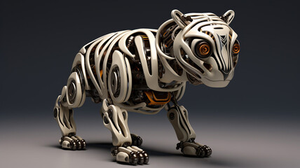 Fototapeta na wymiar Animal print robot with a patterned body in leopard illustration