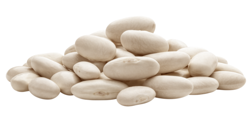 white Kidney beans, isolated on white background, full depth of field