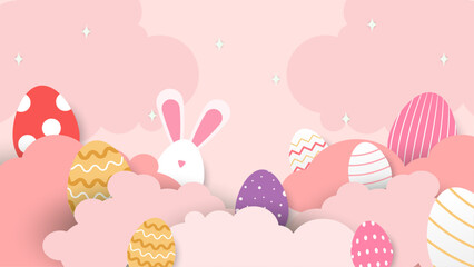 Colorful colourful vector gradient easter celebration background with egg. Vector easter illustration flyer template