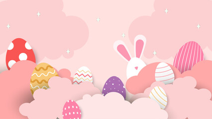 Colorful colourful simple vector easter background template with eggs and flower. Vector easter illustration flyer template