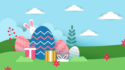 Obraz na płótnie Canvas Colorful colourful vector gradient easter celebration background with egg. Vector easter illustration flyer template