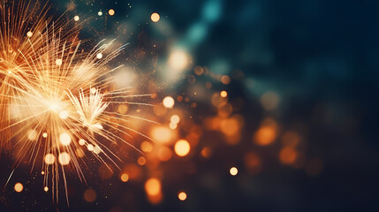 Obraz premium Beautiful fireworks background at night for holiday decoration