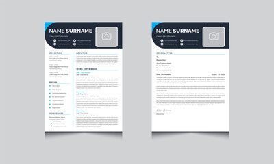 Bright Blue & White Resume Template Layout