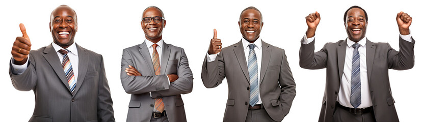 Set of happy African American businessmen, cut out