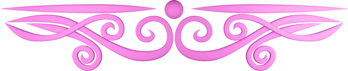 Obraz premium 3D rendering of a border of a floral linear ornament with on a transparent background