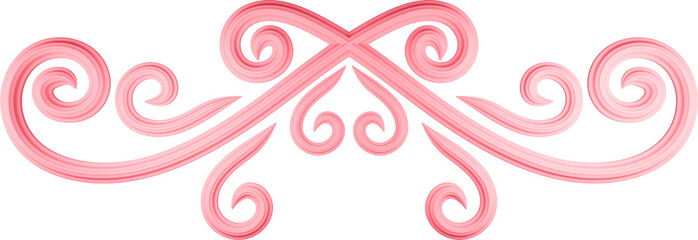 3D illustration of filigree floral ornament on a transparent background