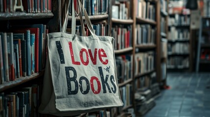 Bookstore Bag with the Text "I Love Books"