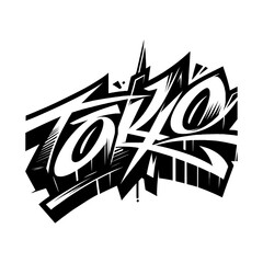 "'TOKYO”: A Striking Graffiti-Style Hand Lettering Vector, Ideal for Posters, Stickers, T-Shirt Designs, and More, Capturing the Energetic Spirit of the City."