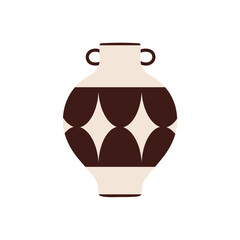 set of pots with brown ornaments brown