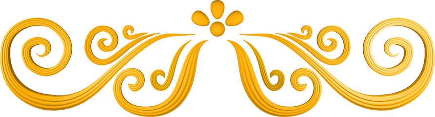 3D illustration of filigree floral ornament on a transparent background