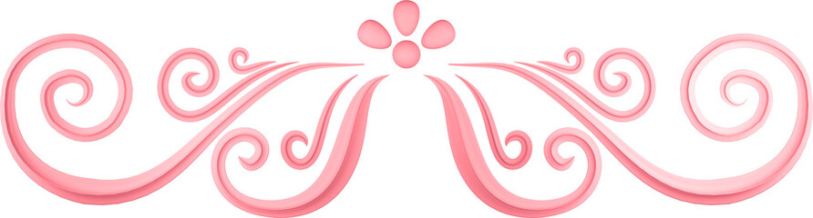 3D illustration of filigree floral ornament on a transparent background