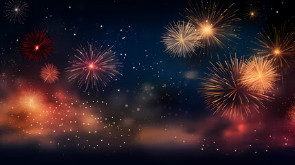 Beautiful creative holiday background with fireworks and sparkles
