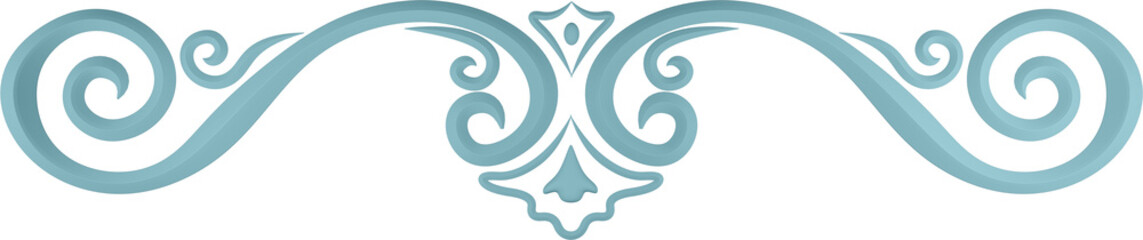 3D illustration of filigree floral ornament on a transparent background