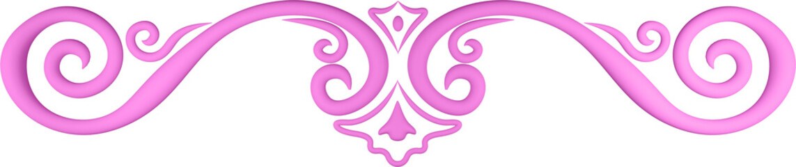 3D illustration of filigree floral ornament on a transparent background