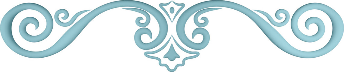 3D illustration of filigree floral ornament on a transparent background